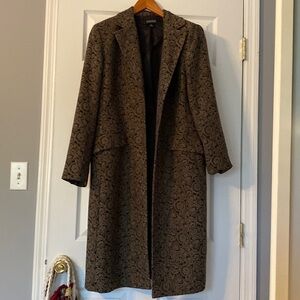 Kasper long coat, olive and black, size 14